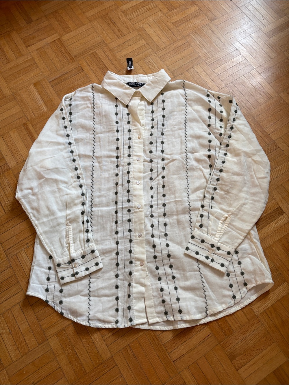 Kalki Koechlin x Max Embroidered Button-Down Shirt in Cream